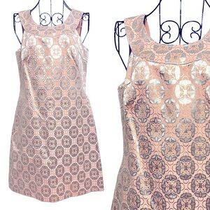 Shoshanna Women’s Size 2 Peach Gold Silver Metallic Shimmer Sheath Mini, Size 2